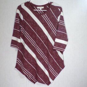 Two By Vince Camuto Womens Pullover Top Size Small Handkerchief Hem Striped